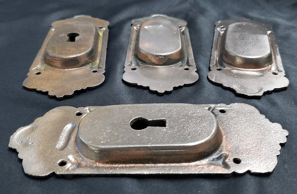 4 Victorian Cast Iron Pocket Door Escutcheon Plates 6 1/4" x 2 1/4" GS00235