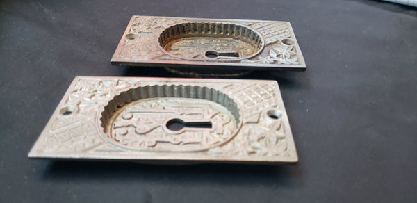 Eastlake Cast Iron Pocket Door Escutcheon Plates 4" x 2 1/8" GS00237