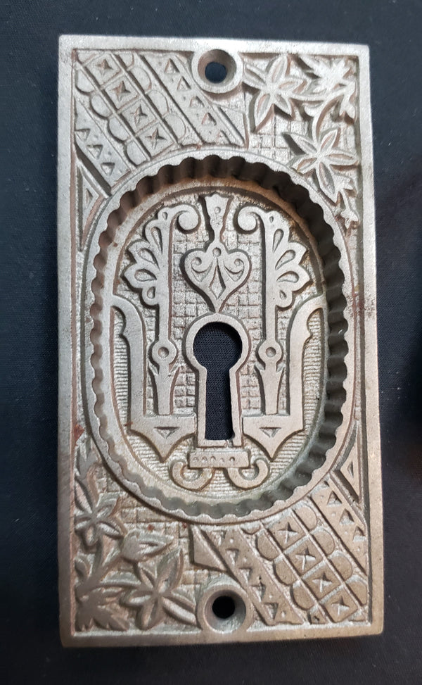 Eastlake Cast Iron Pocket Door Escutcheon Plates 4" x 2 1/8" GS00237
