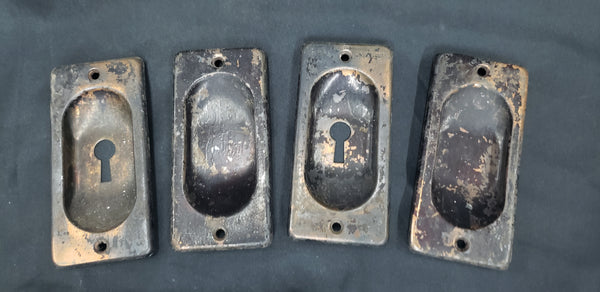 Set of 4  Pocket Door Escutcheon Plates 4 1/4" x 2" GS00256