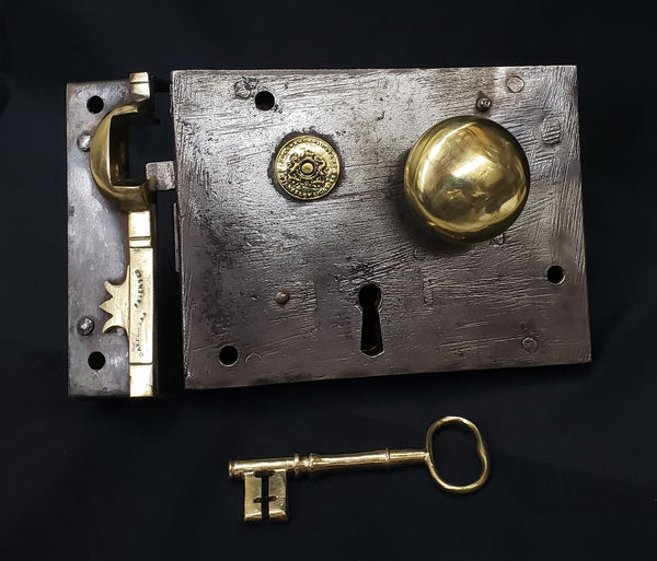 Restored Left Side Carpenter & Tildesley Lock Set with Key 6" x  4 3/8" GS00260