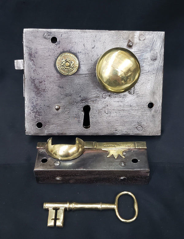 Restored Left Side Carpenter & Tildesley Lock Set with Key 6" x  4 3/8" GS00260