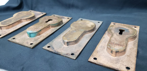 Restored Eastlake Brass Pocket Door Escutcheon Plates 5 1/8" x 2 1/8" GS00264