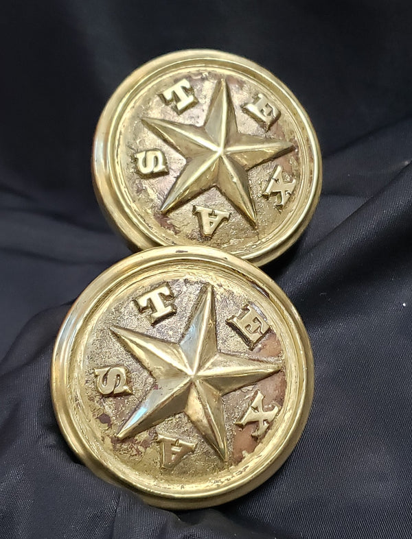 Set of Hand Crafted Cast Brass Star of Texas Door Knob Set GS00282