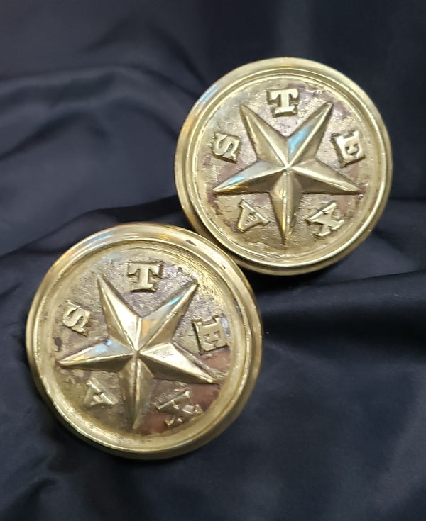 Set of Hand Crafted Cast Brass Star of Texas Door Knob Set GS00282