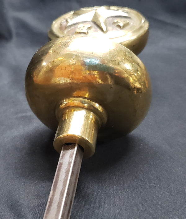 Set of Hand Crafted Cast Brass Star of Texas Door Knob Set GS00282