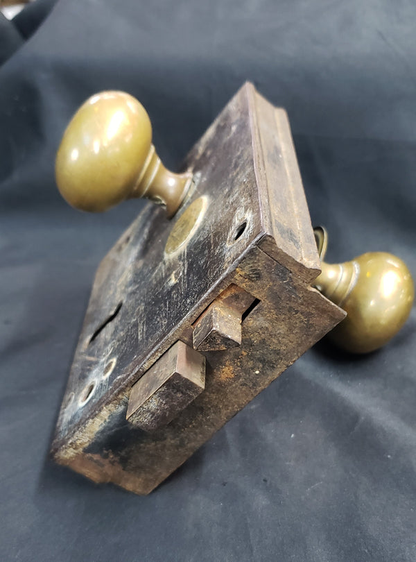 Restored Right Side Carpenter Lock Set w/ Key & Keeper  5" x  4 1/4" GS00300