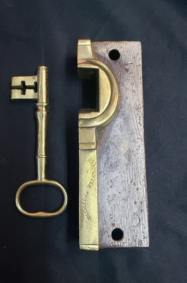 Restored Right Side Carpenter # 60 Rim Lock Set w/ Key 5 7/8" x  4 1/2" GS00302