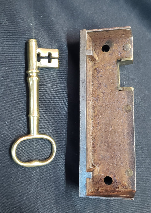 Restored Right Side Carpenter # 60 Rim Lock Set w/ Key 5 7/8" x  4 1/2" GS00302