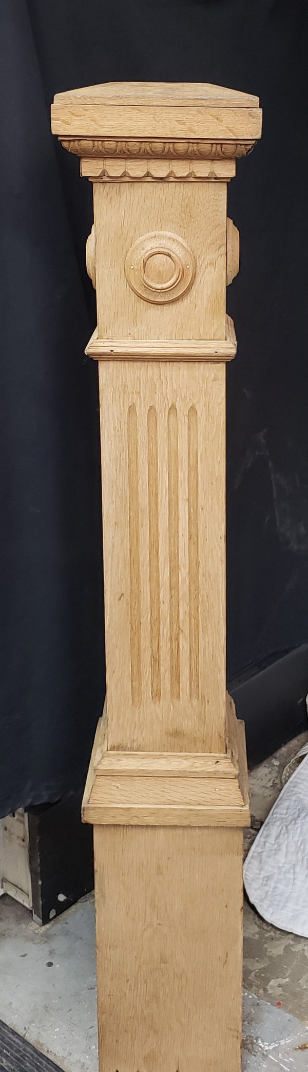 Restored Tapered Fluted Wooden Newel Post  46 3/4" Tall x 7" Square GS00308
