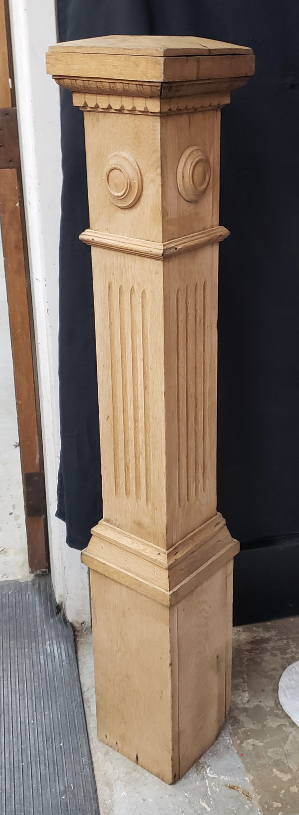 Restored Tapered Fluted Wooden Newel Post  46 3/4" Tall x 7" Square GS00308