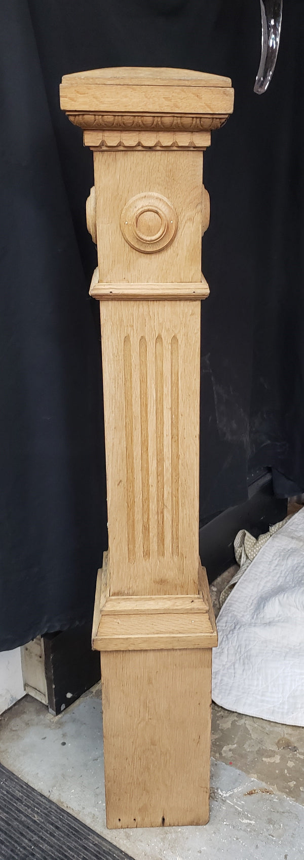Restored Tapered Fluted Wooden Newel Post  46 3/4" Tall x 7" Square GS00308