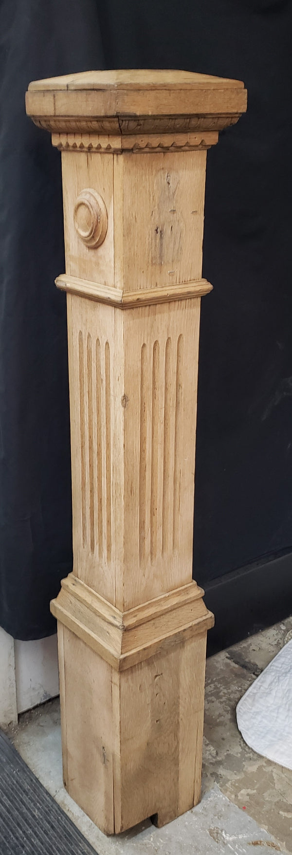 Restored Tapered Fluted Wooden Newel Post  46 3/4" Tall x 7" Square GS00308
