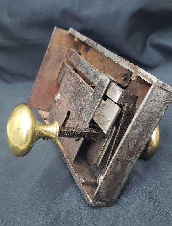 Restored Right Side Carpenter Style Rim Lock Set w/ Key 6 1/8" x 4" GS00313