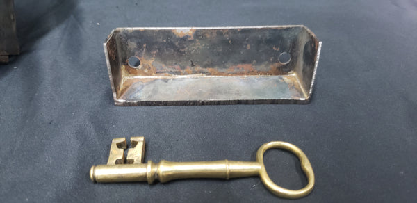 Restored Right Side Carpenter Style Rim Lock Set w/ Key 6 1/8" x 4" GS00313