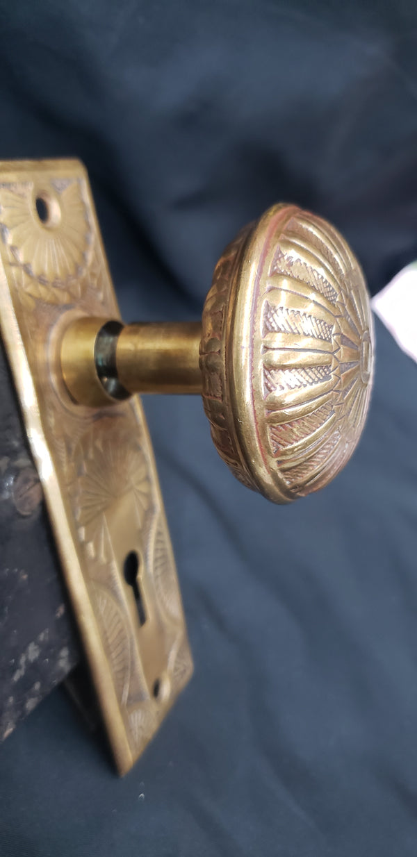 Restored 1892 Victorian Cast Bronze Mortice Lock Set GS00314