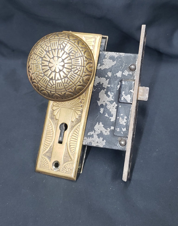 Restored 1892 Victorian Cast Bronze Mortice Lock Set GS00315