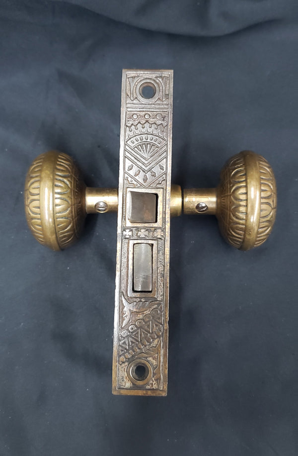 Restored 1892 Victorian Cast Bronze Mortice Lock Set GS00315