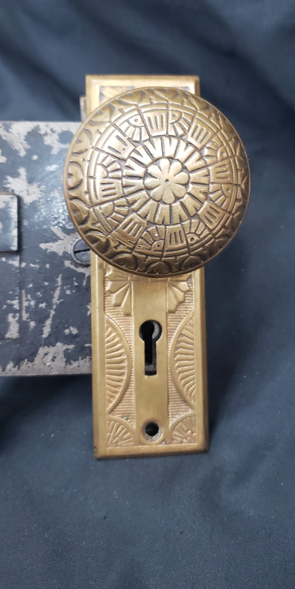 Restored 1892 Victorian Cast Bronze Mortice Lock Set GS00315
