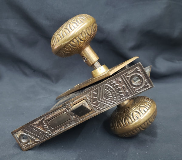 Restored 1892 Victorian Cast Bronze Mortice Lock Set GS00315