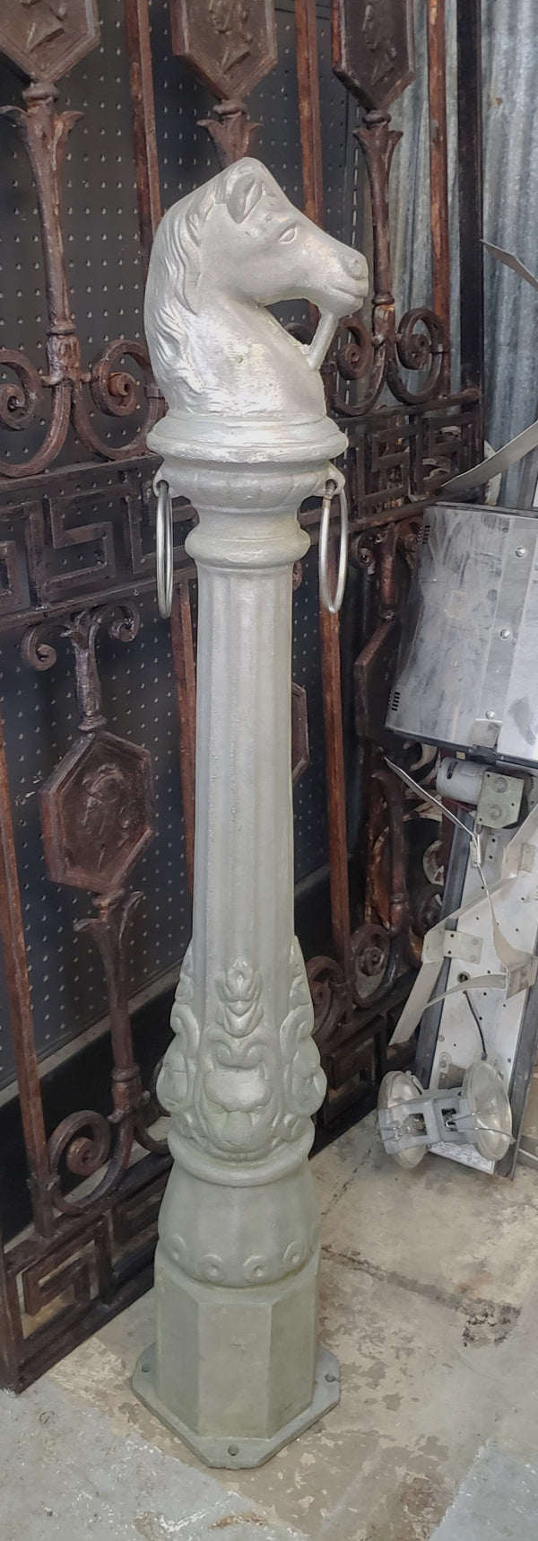 Ornate Cast Aluminum Horse Head Hitching Post 46 1/2" x 6" GS00354
