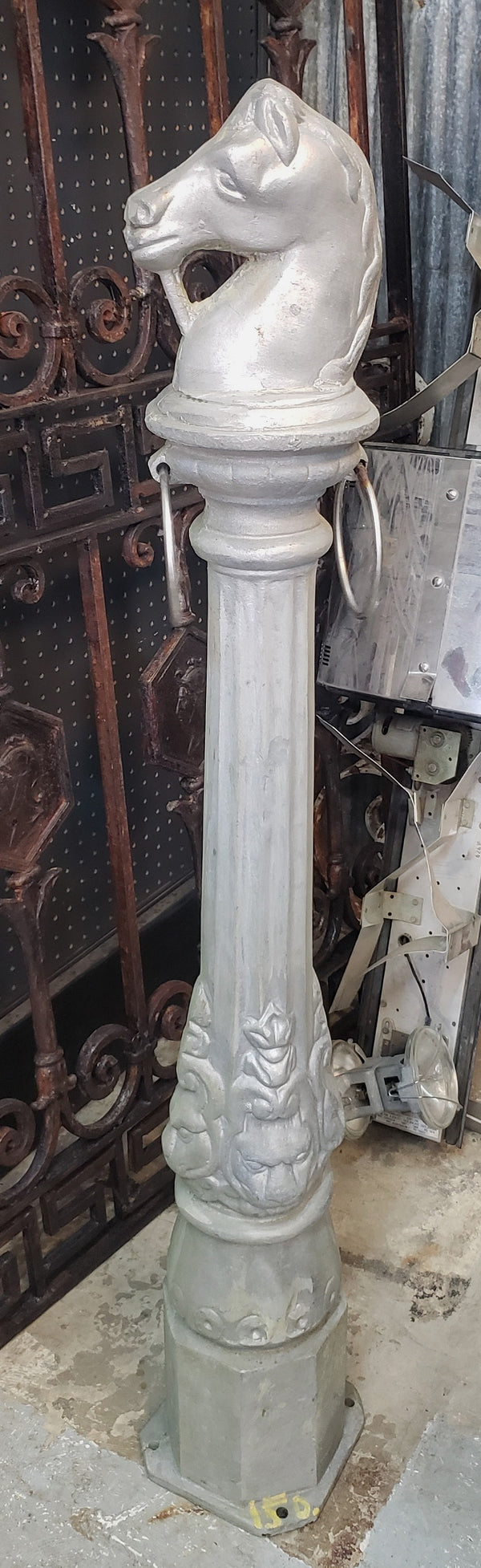 Ornate Cast Aluminum Horse Head Hitching Post 46 1/2" x 6" GS00354
