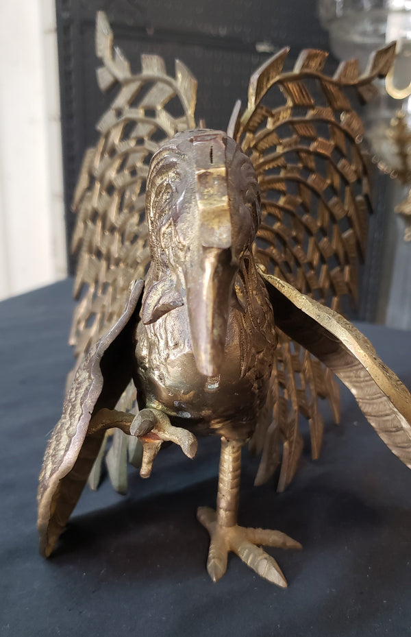 1940's Pair of Large Brass Fighting Roosters  10" x 9" &  9"x 9" GS00367