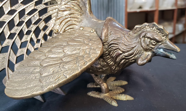 1940's Pair of Large Brass Fighting Roosters  10" x 9" &  9"x 9" GS00367