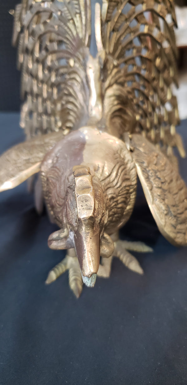 1940's Pair of Large Brass Fighting Roosters  10" x 9" &  9"x 9" GS00367