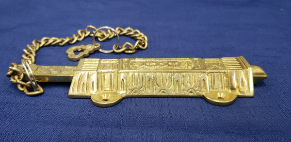 Solid Brass Victorian Eastlake French Door Bolt Lock with Chain GS00379