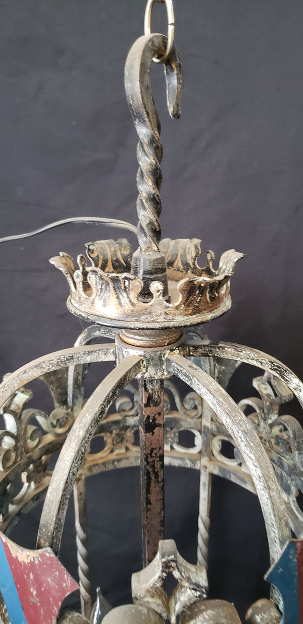 Restored Turn of the Century 3 Light Iron Ceiling Fixture 36" x 12" GS00388