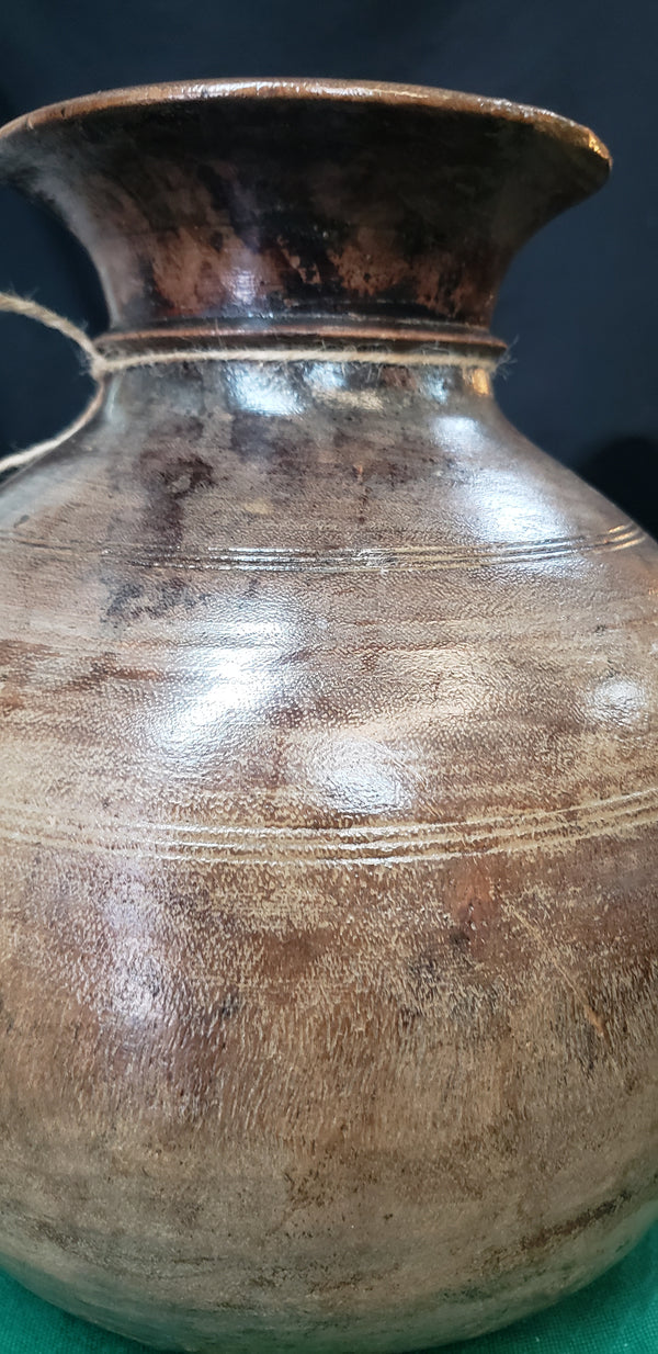 Hand Carved Himachal Water Pot Vessel 11" x 9" GS00389