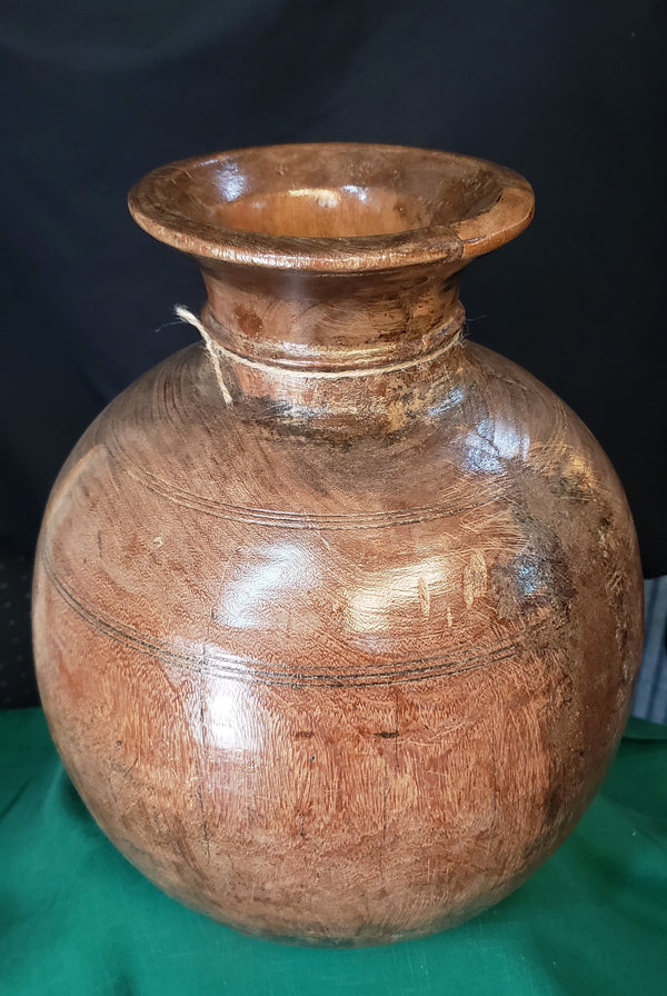 Hand Carved Himachal Water Pot Vessel 12 1/2" x 10" GS00391