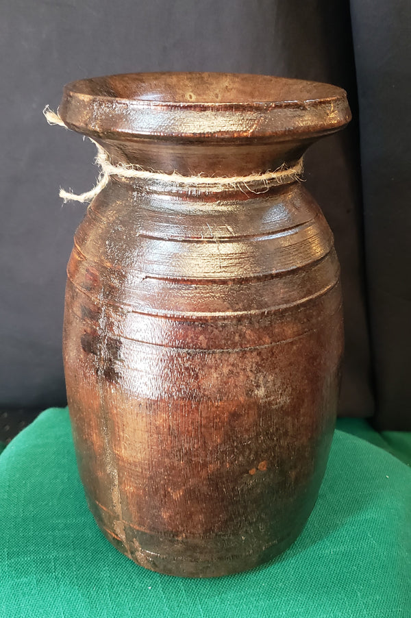 Hand Carved Himachal Water Pot Vessel 8 1/2" x 5" GS00392