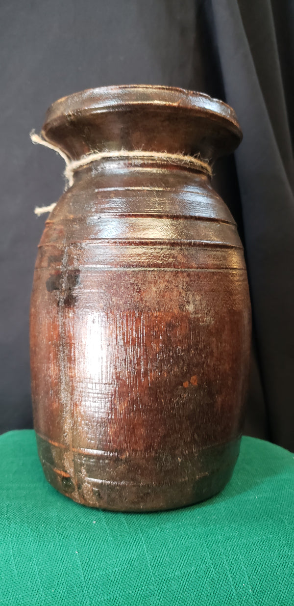 Hand Carved Himachal Water Pot Vessel 8 1/2" x 5" GS00392