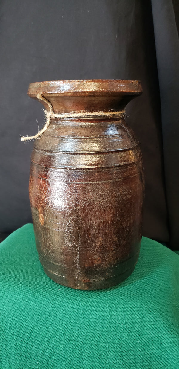 Hand Carved Himachal Water Pot Vessel 8 1/2" x 5" GS00392