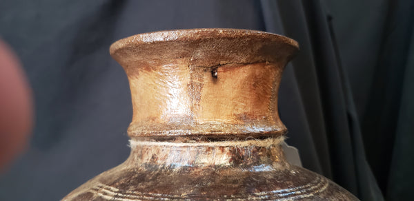 Hand Carved Himachal Water Pot Vessel 13" x 10" GS00394