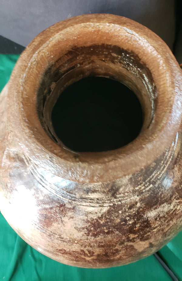 Hand Carved Himachal Water Pot Vessel 13" x 10" GS00394