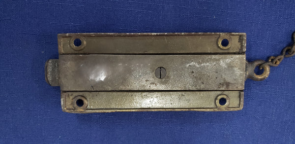 Cast Iron Victorian Eastlake French Door Bolt Lock with Chain & Keeper GS00382