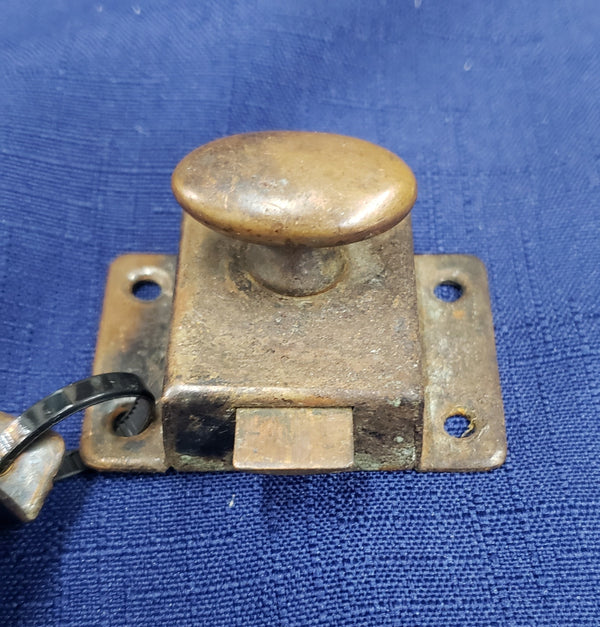 Set of 7 Vintage Cabinet Locks with Keepers & Oval Knobs GS00386