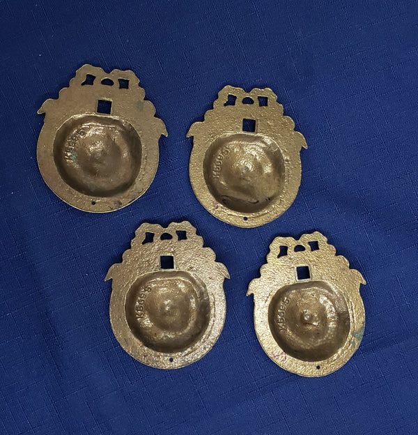 4 Restored Solid Brass Ornate Bed Bolt Covers 2 1/4" x 3"  GS00400