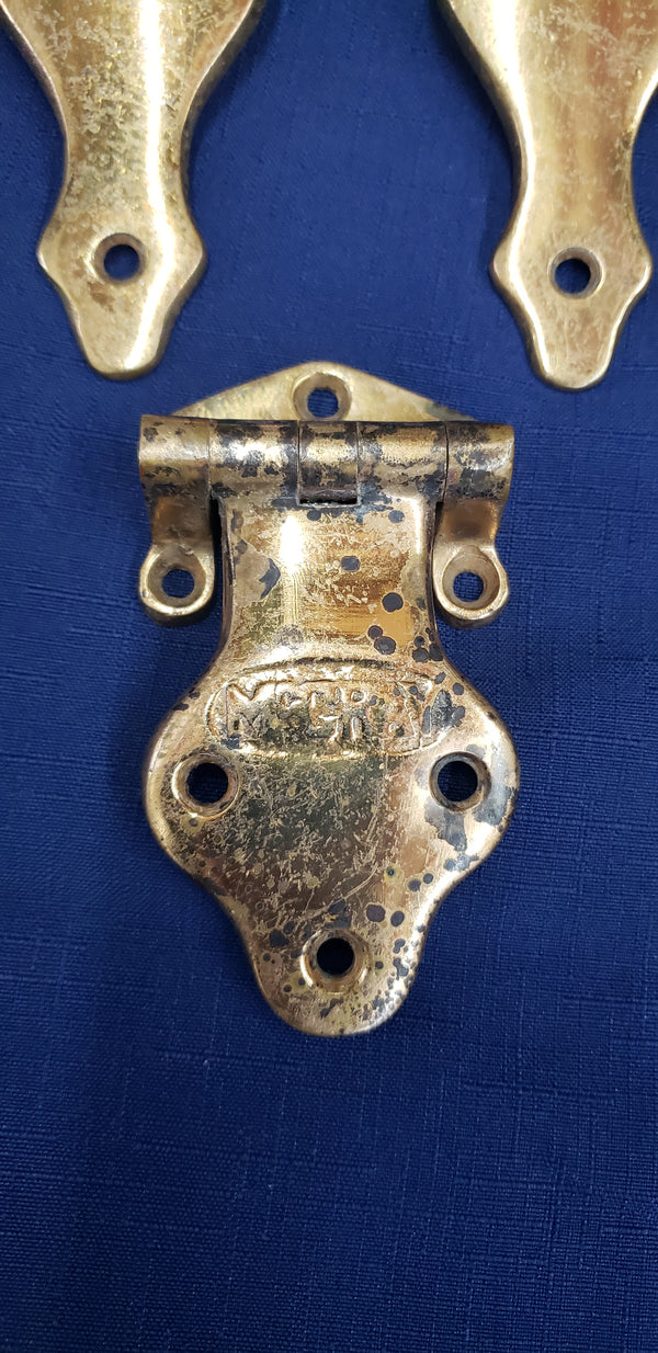 Vintage 3 Piece McRay Ice Box Hinge Set in Brass GS00403