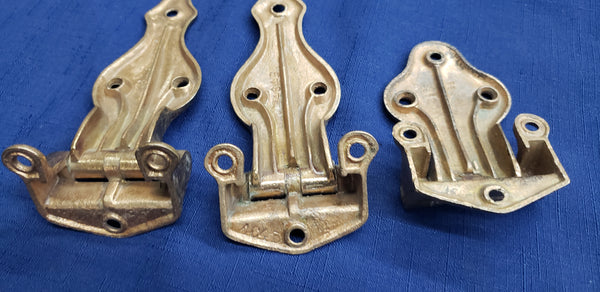 Vintage 3 Piece McRay Ice Box Hinge Set in Brass GS00403