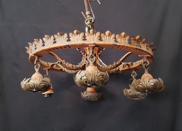 6 Light Ornate Chandelier with Leaf  Designs For Restoration 21" x 11"  GS00404