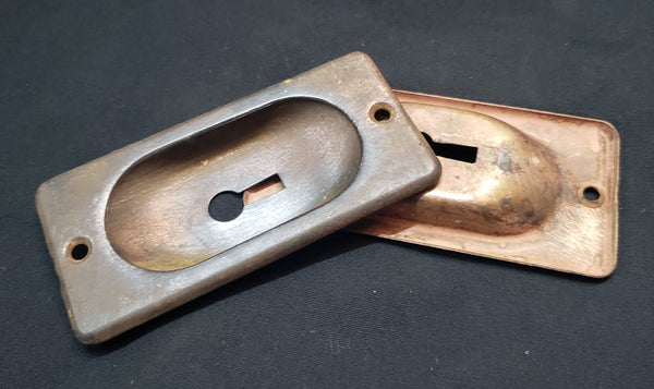 Pair of Pocket Door Escutcheon Plates with Key Holes  4" x 2" GS00420