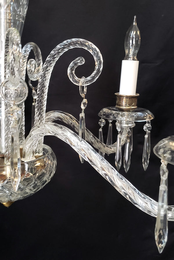 5 Light Chandelier w/ Canopy Top & Curled Glass Accents  24" x 19" GS00435