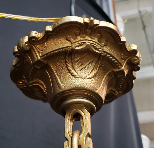 Art Nouveau Pendant Light Fixture w/ Textured Opaque Shade  28" T x 10" GS00445