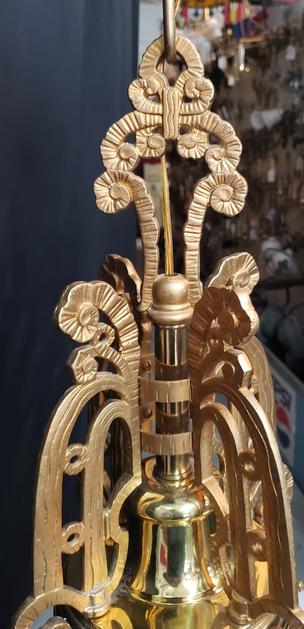 Art Nouveau Pendant Light Fixture w/ Textured Opaque Shade  28" T x 10" GS00445