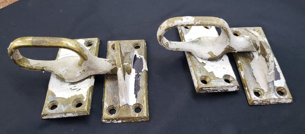Two Solid Brass Cabinet Lock Latches with Keepers 3" T x 1  3/8" W GS00451