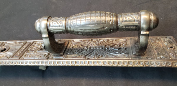 Restored Victorian Eastlake Door Handles w/ Backplates & Thumb Latch GS00459